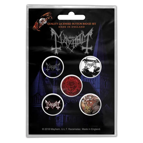 MAYHEM BUTTONSET BADGES SET ANSTECKERSET # 1 DE MYSTERIIS DOM SATHANAS PINS