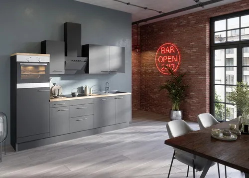 Produktbild Optifit Küchenzeile Ingvar420 270 cm anthrazit matt