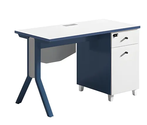 Moderner Schreibtisch in Blau und Weiß mit Stauraum - Eleganter Schreibtisch (120 x 60 x 75 cm) aus Massivholz, ideal für Ihr Arbeitszimmer. Mit modernen Beinen und praktischem Stauraum für mehr Ordnung und Stil.
