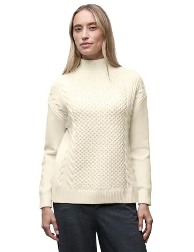 Street One Pullover in Creme - Größe 36 - Stylischer U-Boot-Ausschnitt und modisches Zopfstrickmuster. Der gerade Schnitt und der hohe Baumwollanteil sorgen für hohen Tragekomfort und Vielseitigkeit in jedem Outfit.