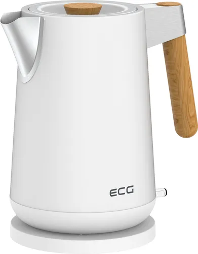 ECG RK 1768 Strix Timber White Wasserkocher 1,7L 2200W - Wasserkocher mit 1,7 Liter Volumen und stilvollen Holzelementen, verdecktem Heizelement für einfache Wartung und Sicherheitsverriegelung für maximale Sicherheit.