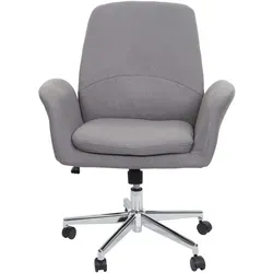 Bürostuhl HWC-K23, Drehstuhl in Grau mit Armlehne - Bürostuhl mit Wippmechanik, ideal für ergonomisches Sitzen im Büro. Max. Belastbarkeit 120 kg, verstellbare Sitzhöhe von 42-49 cm.