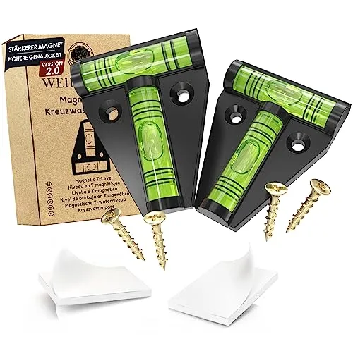 WEIDEBACH® 2x Robuste Wasserwaage klein, Magnetische Mini Wasserwaage schwarz, Kleine Wasserwaage bruchsicher, Camping Wasserwaage, Wasserwaage Wohnmobil, Wasserwaage Wohnwagen, Kreuzwasserwaage