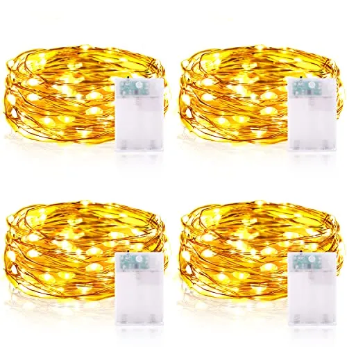 Vacoulery Lichterketten Batterie Timer [4 Pack], 2M 20 LED Lichterkette Batterie Wasserdichte Lichterketten für Zimmer Weihnachten Halloween Hochzeit Deko