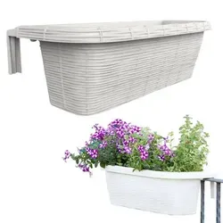 Balkonkasten Rattan Optik für Geländer in Weiß