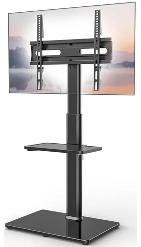 Höhenverstellbarer TV Ständer mit Ablagefach, 27-65 Zoll, Schwarz