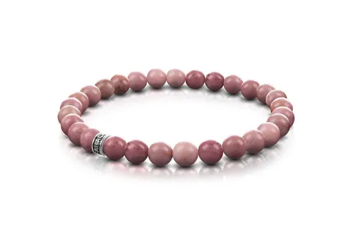 FABACH Perlenarmband 6mm Edelstein-Perlen & Sterling Silber Logo-Perle - Edler Naturstein