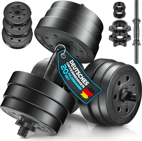 RE:SPORT 2er Hanteln Set verstellbar 20 kg - Hantelset für effektiven Muskelaufbau, verstellbar von 15 bis 40 kg, ideal für Zuhause und sicheres Training mit rutschfesten Sternverschlüssen.