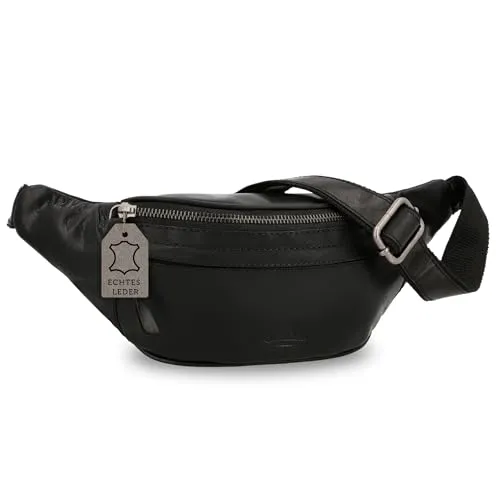 Gusti Bauchtasche Leder Schwarz – Hochwertige Gürteltasche für Damen und Herren - Vielseitige Bauchtasche aus echtem Leder, ideal für Alltag und Reisen. Verstellbarer Gurt ermöglicht flexibles Tragen als Crossbody oder Hüfttasche. Praktische Innenfächer bieten ausreichend Stauraum für Ihre Wertsachen.