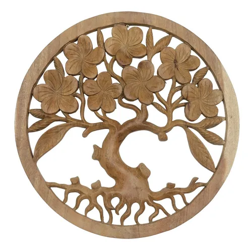 Lebensbaum Wandbild Wanddeko Mandala Zeichen Wandrelief Deko Holz Natur 40 cm