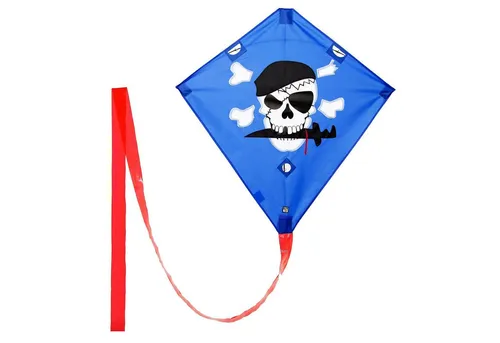 Wolkenstürmer® Racer Lenkdrachen (blau) Pirat - Drachen für Einsteiger, sehr robust und direkt flugbereit mit 2x25m Leinen. Ideal für Kinder und Erwachsene, beeindruckt mit 12m langem Drachenschwanz.