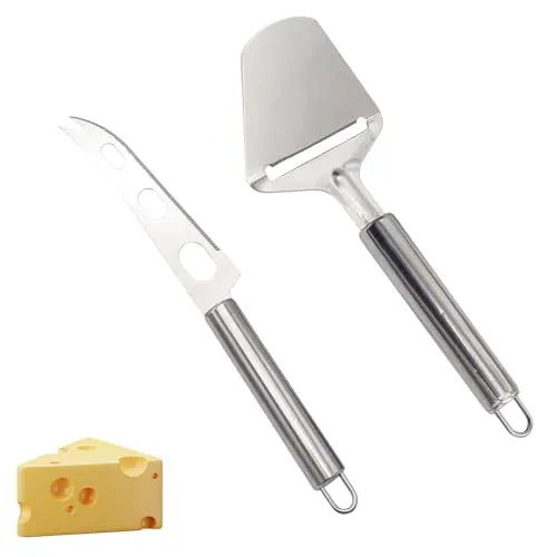 Käsemesser Set,Edelstahl Käsehobel Testsieger,Käseschneider,Cheese Slicer Und Knife,Käseschaber,Butterschneider Cutter,Perfekt Schneiden Werkzeuge für Weichkäse,Schokolade,Pizza,Kuchen (2 Stück)