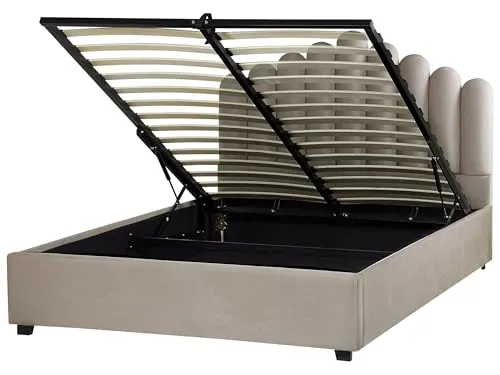 BELIANI Polsterbett Taupe Samt mit Bettkasten 160x200 cm von Beliani