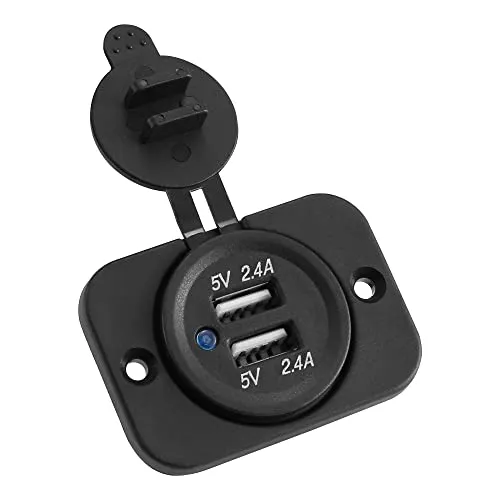 SYCEES Dual USB Auto Steckdose, 12V-24V Zigarettenanzünder Ladegerät Adapter, 5V 4.8A Auto Ladegerät, RV Zigarette Leichter USB Power Adapte für Auto, Motorrad, Marine, Wohnmobil,LKW, SUV,UTV usw