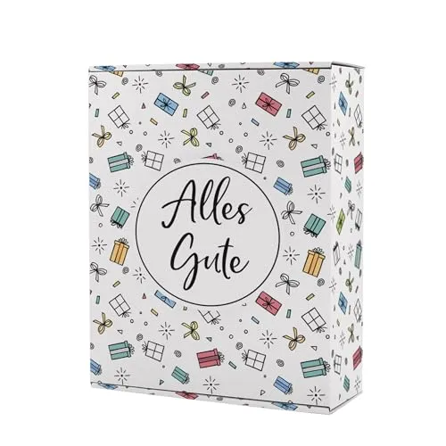 Herz & Heim® Geschenkbox aus stabilem Karton – verschiedene Größen & Motive – Geschenkverpackung für Geburtstag, Muttertag, Vatertag & Dankeschön (Alles Gute, XL (35,5 × 10,5 × 28 cm))