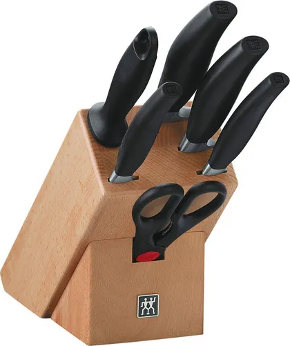 Zwilling Messerblock ***** FIVE STAR (7tlg) - Küchenmesser-Set mit 4 hochwertigen Messern, einer Schere und einem Wetzstahl, ideal für jede Küche. Hergestellt in Deutschland aus edlem Buchenholz.