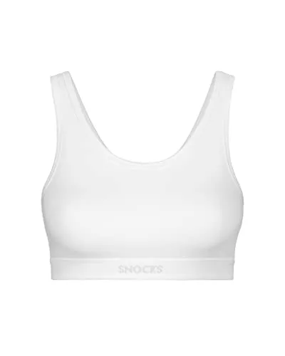 Snocks Soft Bra - Bequemer Damen BH ohne Bügel in Weiß, Größe S - Klassische BHs für Damen, aus 95% Bio-Baumwolle, atmungsaktiv und nahtlos für höchsten Komfort - ideal für Sport und Alltag.