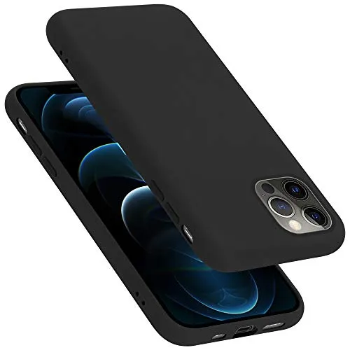 Cadorabo Hülle kompatibel mit Apple iPhone 12/12 PRO Hülle Silikon Handyhülle für iPhone 12/12 PRO Case aus flüssigem Silikon- Kratzfeste und stoßfeste dünne TPU Schutzhülle - Liquid SCHWARZ