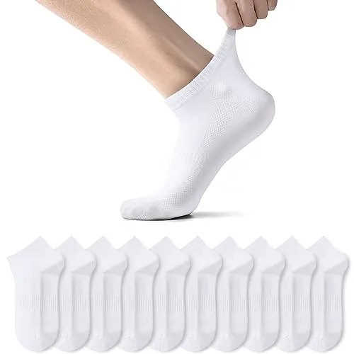 TUUHAW Sneaker Socken Herren Damen Sportsocken 10Paar Halbsocken Kurze Atmungsaktive Baumwolle Weiß 35-38