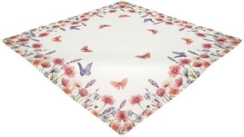 Tischdecke 85x85 Mitteldecke Tischserviette Stoff Bedruckt Pflegeleichte Tischdekoration Frühling Sommer Waschbar (Rot)