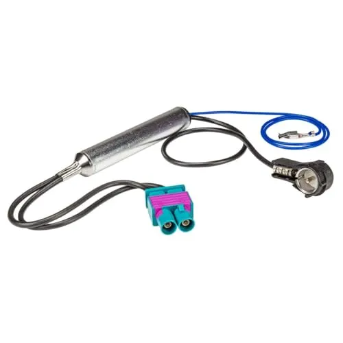 tomzz Audio 1503-008 Doppel Fakra Antennenadapter mit Phantomeinspeisung kompatibel mit Audi Seat Skoda VW Citroen Peugeot Opel auf ISO