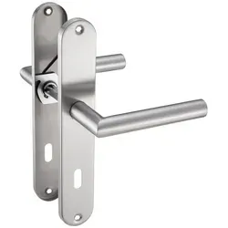 ID Dinkel Drückergarnitur Langschild Renovierungsgarnitur Edelstahl gebürstet EMILIA BB - Buntbart Türbeschlag