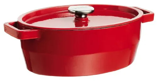 Pyrex SC5AC29 Cocotte Ovale 29 CM Rouge - Gusseisen-Kochtopf (3,8L) für alle Herdarten, ofenfest bis 280°C, perfekt für langsames Garen und Eintöpfe. Ideal für gesundes Kochen mit optimaler Wärmespeicherung.