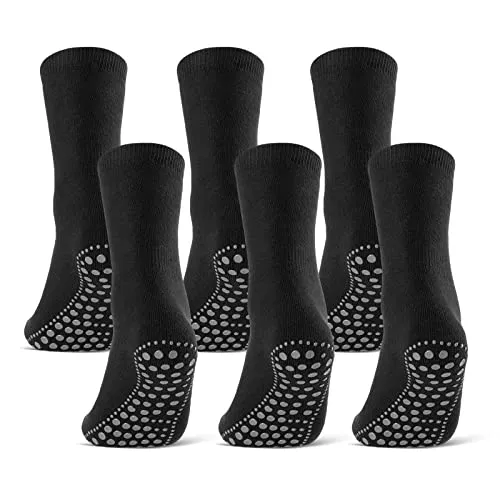 6 Paar ABS Socken Herren Damen - Anti Rutsch Socken mit Baumwolle - Herrensocken mit ABS Anti Rutsch Sohle für sicheren Halt auf glatten Böden. Hoher Baumwollanteil sorgt für beste Trageeigenschaften und optimalen Feuchtigkeitstransport.