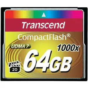 Transcend 64GB CompactFlash 1000 Speicherkarte - Speicherkarten für Ultra-HD Videoaufnahmen mit bis zu 160 MB/s Lesegeschwindigkeit, stoßfest und temperaturbeständig – ideal für Profis in Fotografie und Videografie.