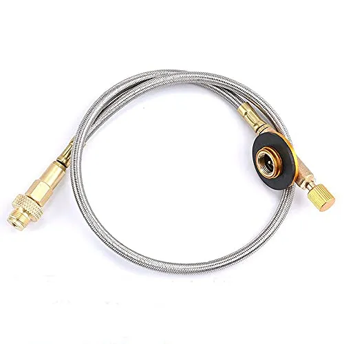 Outdoor Camping Kraftstoffkanister Adapter Camping Wandern Herd Butangas Adapter Konvertierung Anschluss（Flaches Gastank-Verlängerungsrohr）