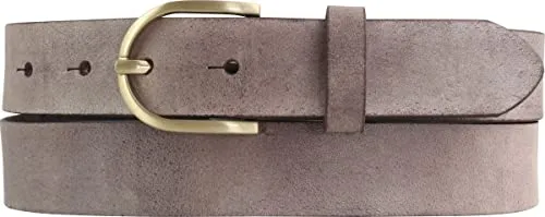 BELTINGER Damen-Gürtel aus weichem Vollrindleder Vintage-Look 3 cm | Leder-Gürtel für Damen 30mm | Schmaler Gürtel Used-Look mit goldener Gürtelschnalle | Braun 110cm