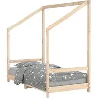 vidaXL Kinderbett 80x160 cm aus massivem Kiefernholz - Robustes Kinderbett aus unbehandeltem Kiefernholz, ideal für Kinder ab 4 Jahren. Mit praktischem Design für einfaches Ein- und Aussteigen sowie Platz für Bettvorhänge, um einen gemütlichen Rückzugsort zu schaffen.