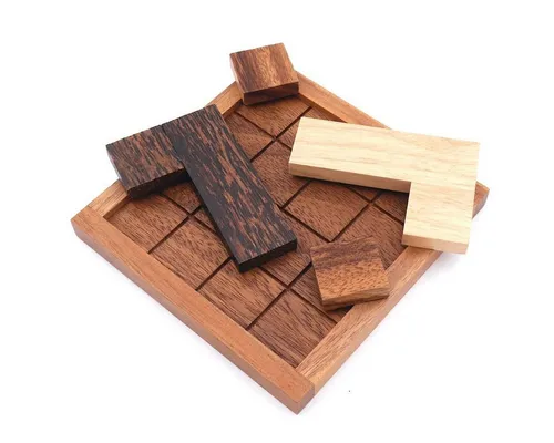 ROMBOL Denkspiele Spiel L-Spiel - tolles, besonderes Taktikspiel für 2 Personen, Brettspiel, Holzspiel