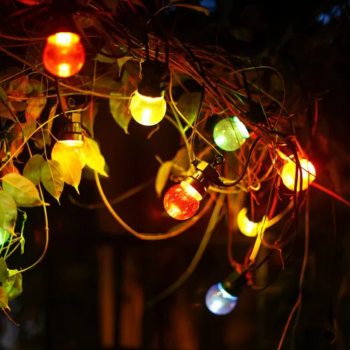 10er LED Deko-Party-Lichterkette 24V bunt für Außen 5+3=8m erweiterbar IP44 RGBY