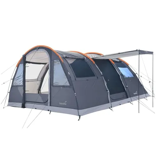 Skandika Tunnelzelt Gotland 5 - Familienzelt für 5 Personen - Tunnelzelt für 5 Personen mit 210 cm Stehhöhe, wasserdicht und schnell aufzubauen. Ideal für Camping und Festivals, mit eingenähtem Boden und praktischen Extras.