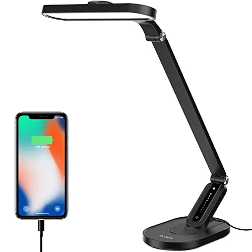 JKSWT Schreibtischlampe mit USB-Ladeanschluss – Dimmbare LED-Tischlampe für Ihre Augen