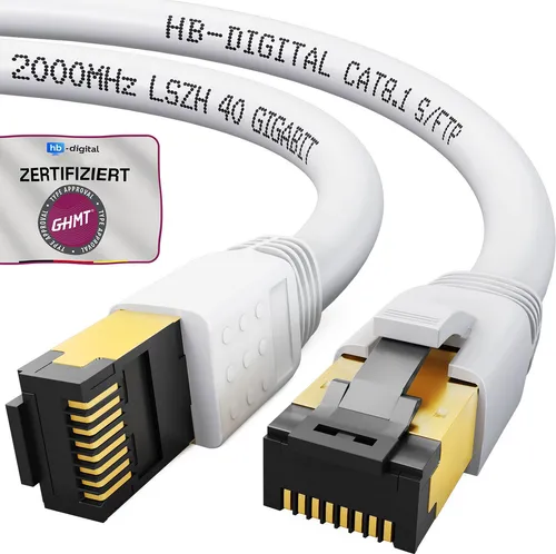 Produktbild hb-digital 1m RJ45 Patchkabel CAT 8.1 S/FTP LSZH weiß