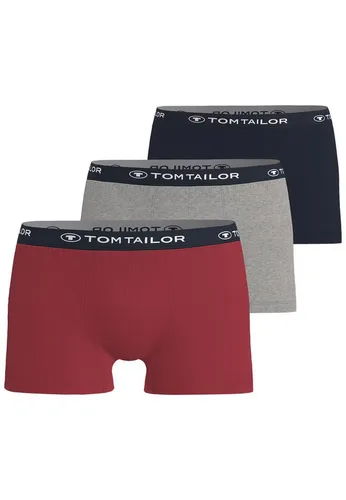 TOM TAILOR Boxershorts Buffer (3er Pack) - Bunt/Rot L - Herrenunterhosen mit atmungsaktivem Material und bequemem Logobund für optimalen Tragekomfort im Alltag.