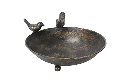 Deko-Impression Vogeltränke Vogelbad Vogel-Futterstelle Eisen massiv bronzefarben 22