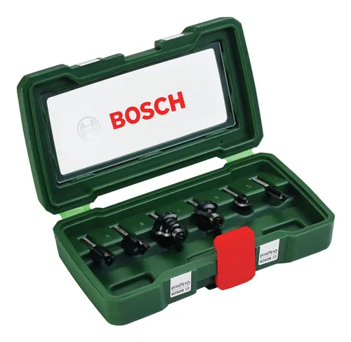 Bosch Accessories 2607019462 Frässet Hartmetall 6-teilig - Zubehör für Elektrowerkzeug. Hochwertiges Hartmetallfräser-Set für präzise Fräsarbeiten mit optimierter Schneidengeometrie und langer Standzeit. Ideal für Profil- und Verbindungsherstellung.