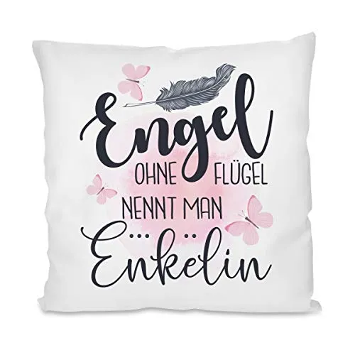 Herzbotschaft Kissen mit Motiv - Engel ohne Flügel nennt Man Enkelin