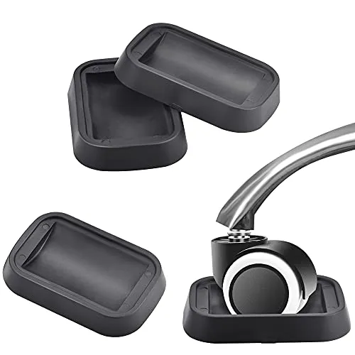 QUCUMER 4 Stück Möbeluntersetzer Möbelbecher Schwarz Bettstopper Boden rutschfeste Bodenschutz Stuhlstopper Gummi Rechteckig Stuhl Stopper Antirutsch Klavieruntersetzer für Räder Böden Möbel