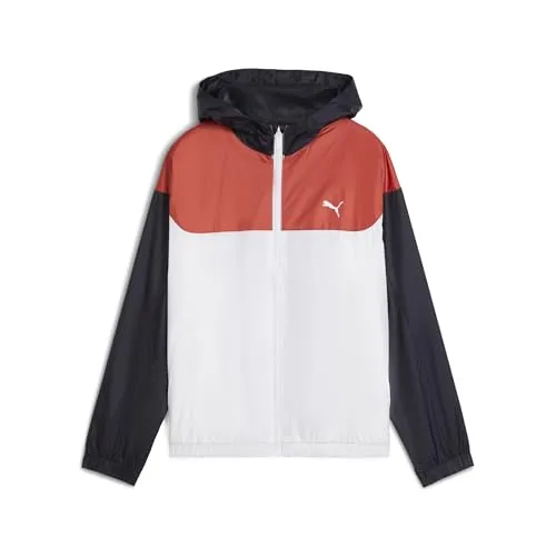 Puma Mesh Lined Windbreaker puma white (02) 140 - Funktionsjacke für Kinder, wasserabweisend mit praktischen Paspeltaschen und Kapuze für zusätzlichen Schutz. Ideal für Fitness und Outdoor-Aktivitäten.