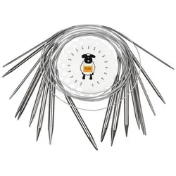 Rundstricknadel Set Edelstahl 9tlg. 60cm 2,5-10mm mit Nadellehre