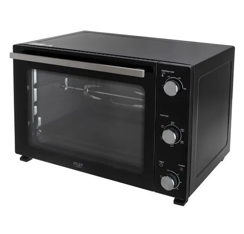 Adler AD 6028 Elektrobackofen 60L - Miniofen mit 60L Fassungsvermögen, Umluft- und Drehspießfunktion für gleichmäßiges Garen, ideal für große Familienmahlzeiten und besondere Anlässe.