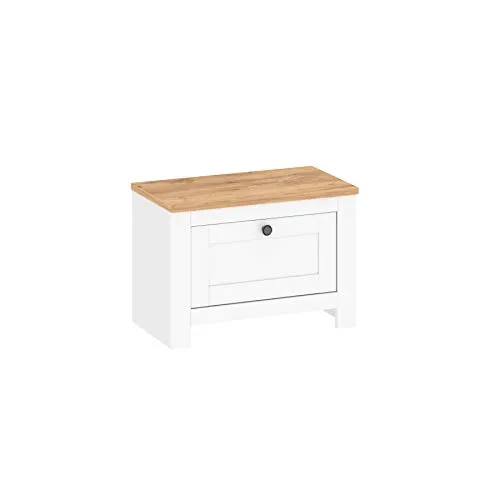 TARGET HOME Schuhschrank Weiß/Goldene Eiche – Kippbar, 1 Tür, Robust - Stilvoller Schuhschrank in Weiß und goldener Eiche, kippbar mit 1 Tür. Ideal für kleine Räume, robust und platzsparend. Perfekte Aufbewahrungslösung für Ihren Eingangsbereich.