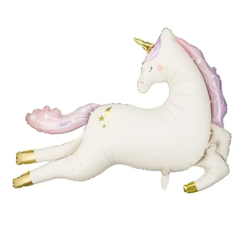 Großer Einhorn-Ballon, 112 x 82 cm, PartyDeco, fliegender Einhorn-Ballon für Geburtstag, Babyparty, Prinzessinnen-Thema, rosa Pastell-Party-Dekoration für Mädchen, magisches Mädchen-Partyzubehör