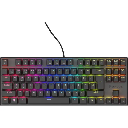 Genesis Gaming Tastatur THOR 303 TKL silent kabelgeb. (US) - Tenkeyless Gaming Tastatur mit RGB-LED-Beleuchtung und mechanischen Switches für präzises Spielgefühl und komfortable Nutzung.