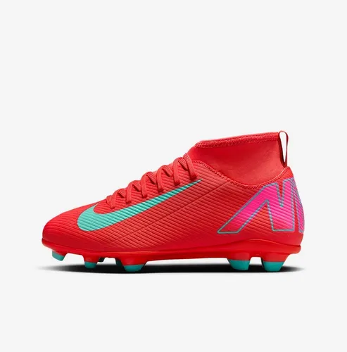 Nike Jr. Mercurial Superfly 10 Club MG High-Top-Fußballschuhe - Unisex Fußballschuhe für Rasen und Kunstrasen, Kunstleder-Obermaterial bietet hervorragenden Grip und Kontrolle bei hohen Geschwindigkeiten.