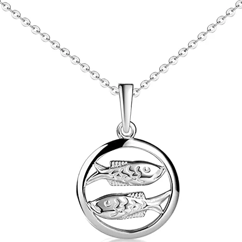 Materia Fische Anhänger - Sternzeichen Kette Silber 925 rhodiniert KA-490-K142